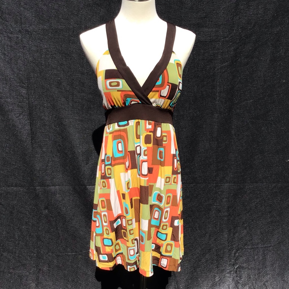 Multi-Color Mod Halter Dress - Picture 1 of 5